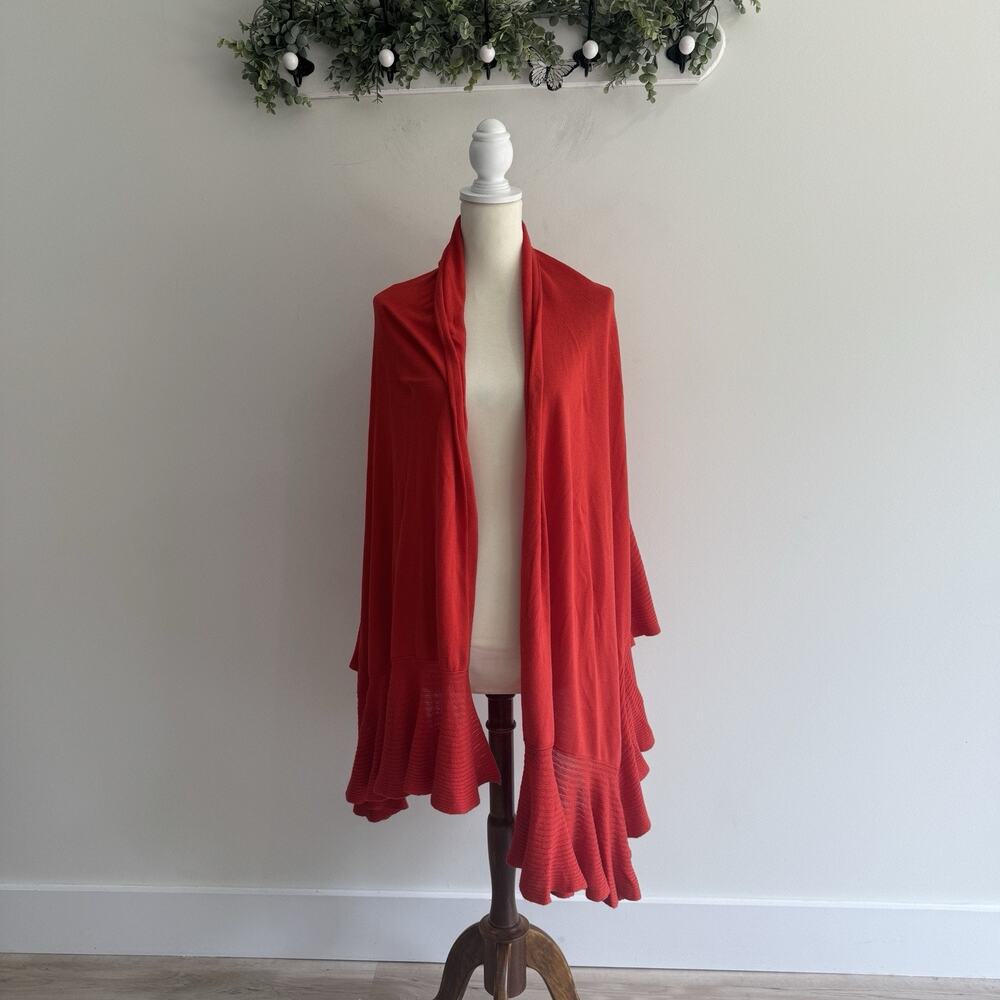 Cabi One Size Ruffle Wrap #3478 Spicy Orange #CV - Picture 3 of 5
